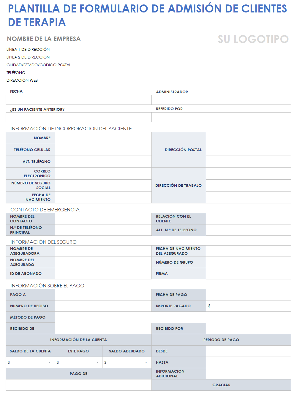 Formulario de admisión de clientes de asesoramiento