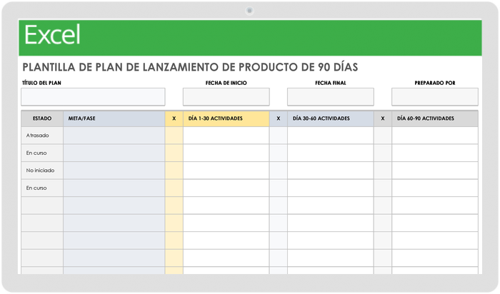  Plantilla de plan de lanzamiento de producto de 90 días