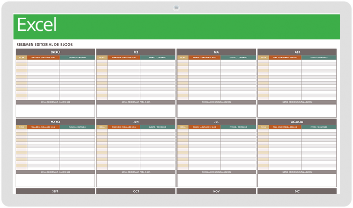  Plantilla de calendario de blogs