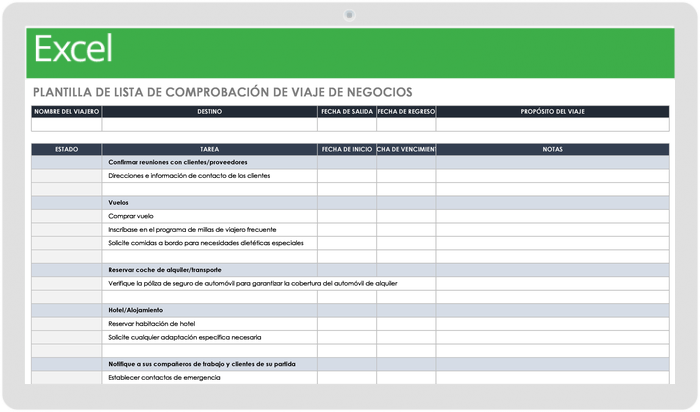 Business Trip Checklist Template - ES