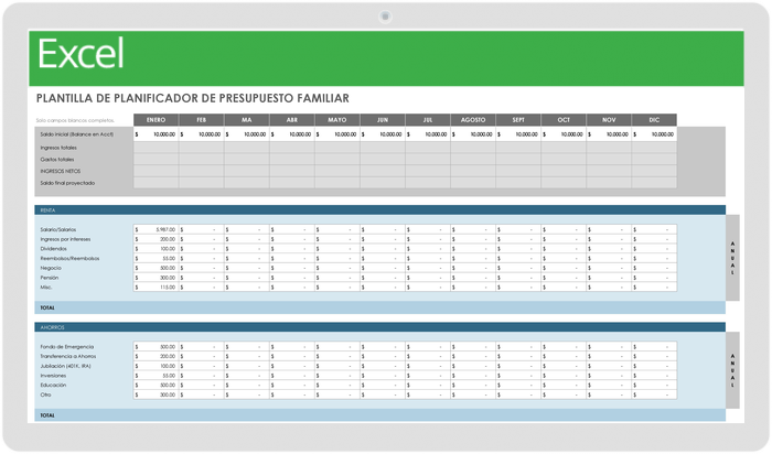 Plantilla de Planificador de Presupuesto Familiar