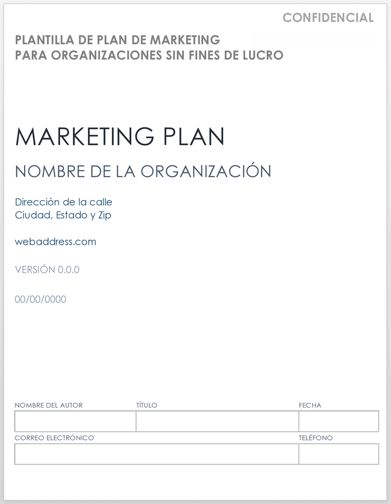 plantilla de plan de marketing para organizaciones sin fines de lucro