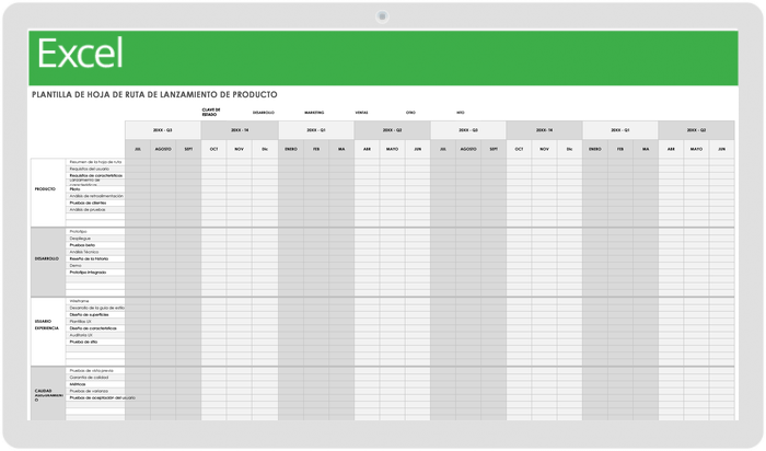 Plantilla de hoja de ruta de lanzamiento de producto
