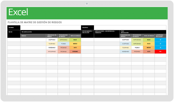 PLANTILLA DE MATRIZ DE GESTIÓN DE RIESGOS