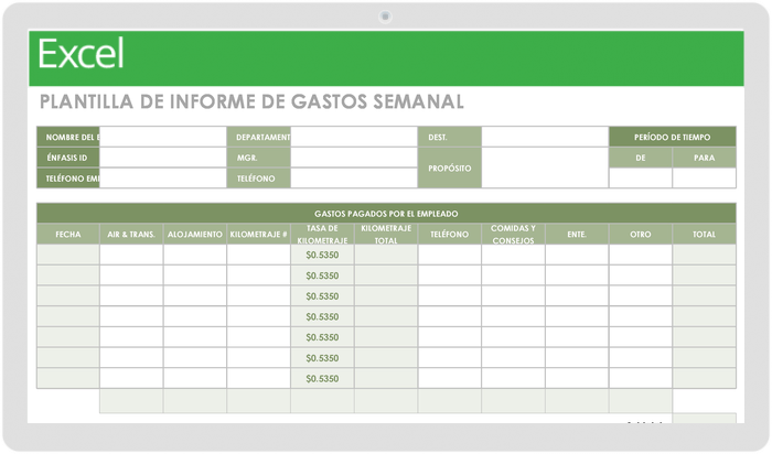 Actualización de la Plantilla Del Informe de Gastos Semanales