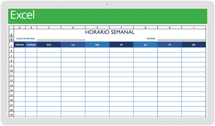  Horario de trabajo SUN to SAT 2 en plantilla de página